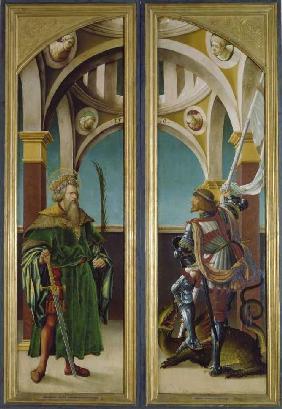 crucifixionsaltar extérieurs gauches et droits :  Saint  Sigismund et Georg Nadelholz,