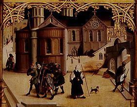 scène de pèlerins Détail de basilique panneau Santa-Croce