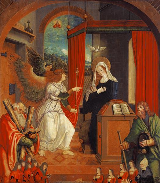 l'annonciation à Marie (Saint Andreas et Saint Jacob, ainsi que six donateurs)