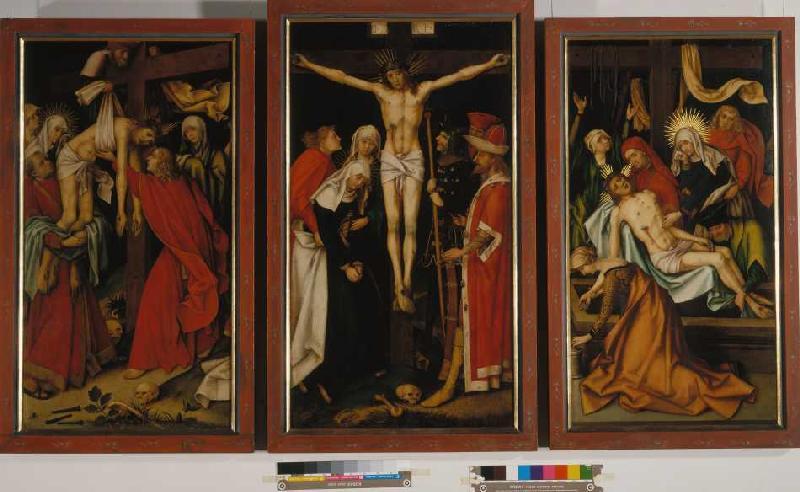 Kaisheimer cross altar Descent from the - Hans Holbein d.Ä. en reproduction  imprimée ou copie peinte à l'huile sur toile