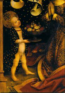 Le l'enfant Jésus avec le panier de rose. Détail du panneau de basilique s.Marie Maggio