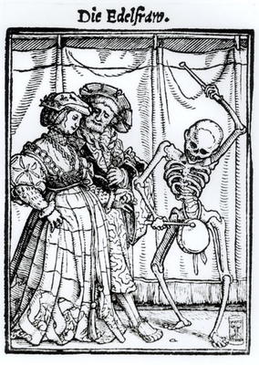 Death and the Noblewoman, from 'The Dance of Death', engraved by Hans Lutzelburger, c.1538 (woodcut) à Hans Holbein le Jeune