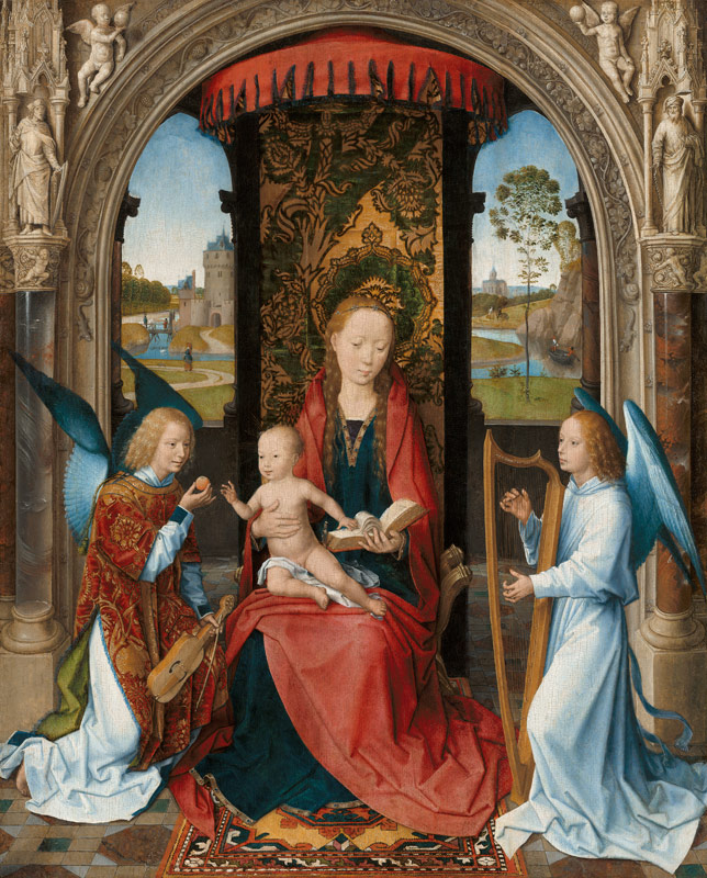 Madonna and Child with two Angels à Hans Memling