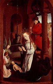 l'adoration de l'enfant par Marie. Panneau gauche de l'autel des trois rois.