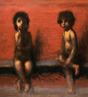 deux enfants assis