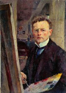 auto-portrait au chevalet. à Heinrich Eduard Linde-Walther