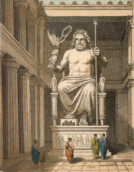 Statue of Zeus in Olympia , H. Leutemann à Heinrich Leutemann