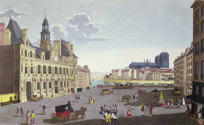 View of the Place de l'Hotel de Ville, as seen from the Rue du Mouton, engraved by Guiguet, c.1815-2 à Henri Courvoisier-Voisin