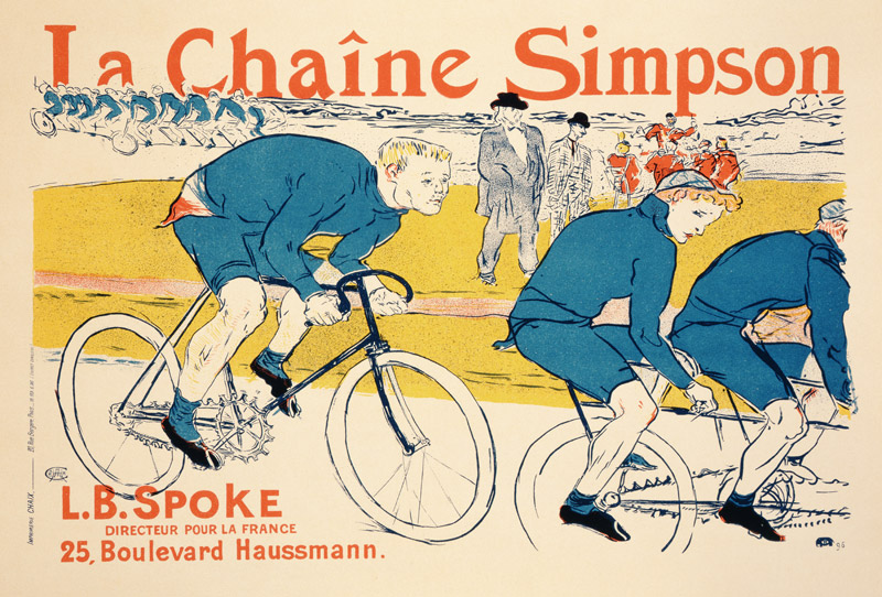 Reproduction of a poster advertising 'The Simpson Chain', Paris à Henri de Toulouse-Lautrec