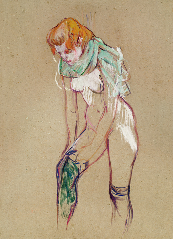 Femme enfilant ses bas à Henri de Toulouse-Lautrec