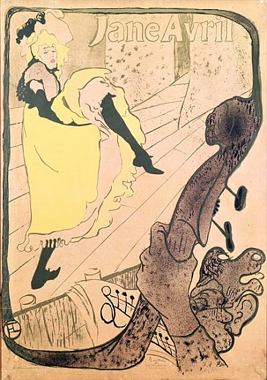 Poster advertising Jane Avril (1868-1943) at the Jardin de Paris à Henri de Toulouse-Lautrec