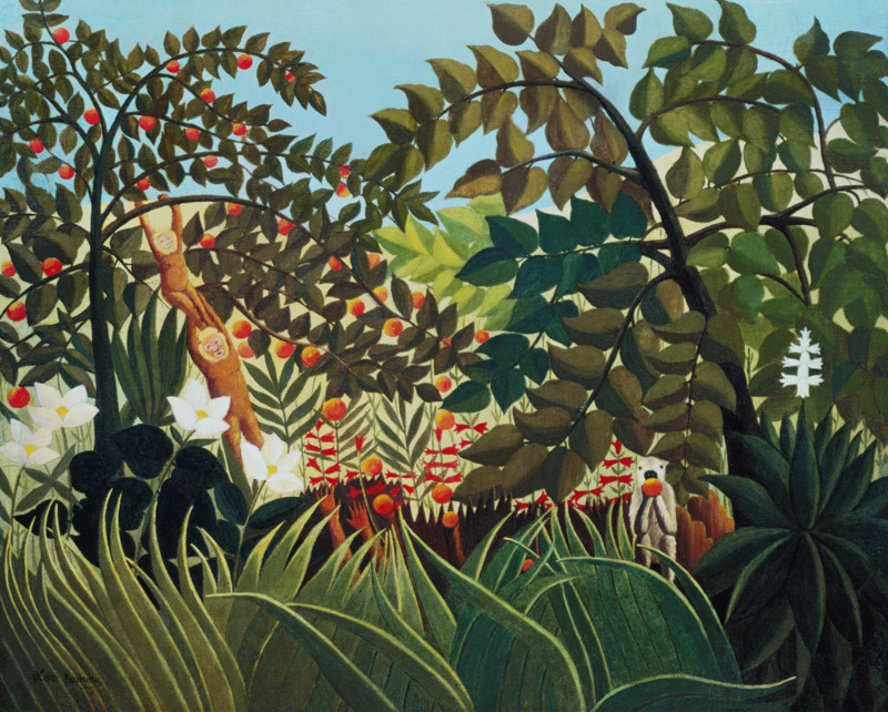 Paysage exotique avec des singes jouant à Henri Julien-Félix Rousseau