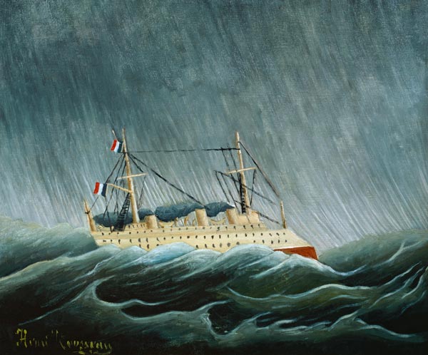 Navire de vapeur dans l'orage. à Henri Julien-Félix Rousseau