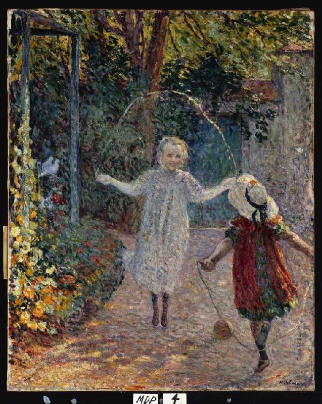 Enfants sautant à la corde dans le jardin à Henri Lebasque