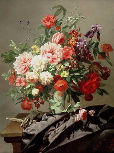 Peonies, Poppies and Roses, 1849 à Henri Robbe
