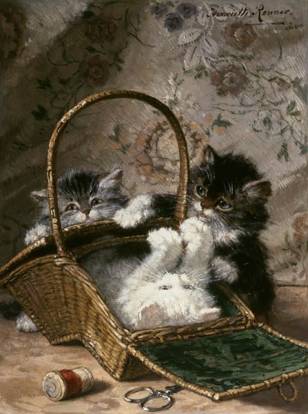 Kittens in a work basket à Henriette Ronner-Knip