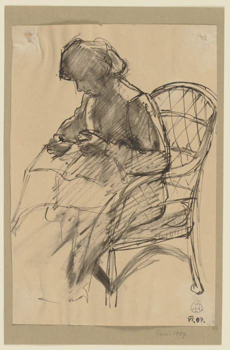 Lesende Frau in einem Korbstuhl à Hermann Lismann