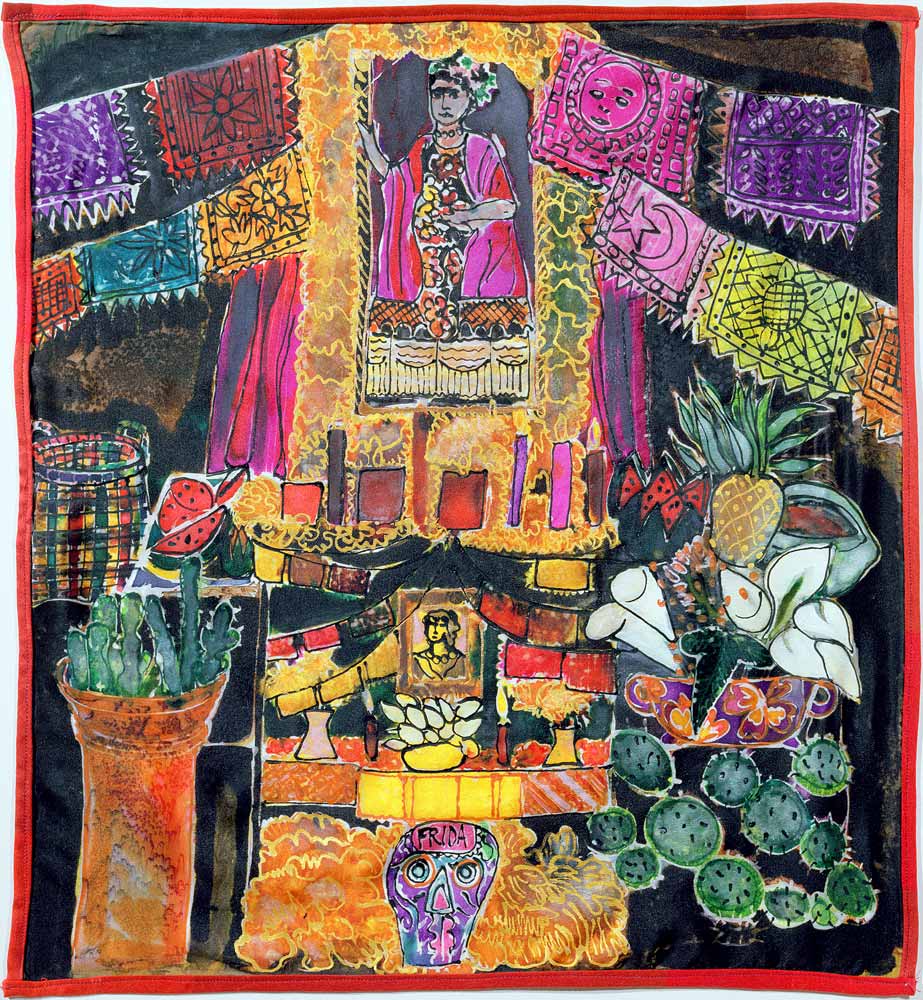 Frida Kahlo (1910-54) Shrine, 2005 (dyes on silk)  à Hilary  Simon