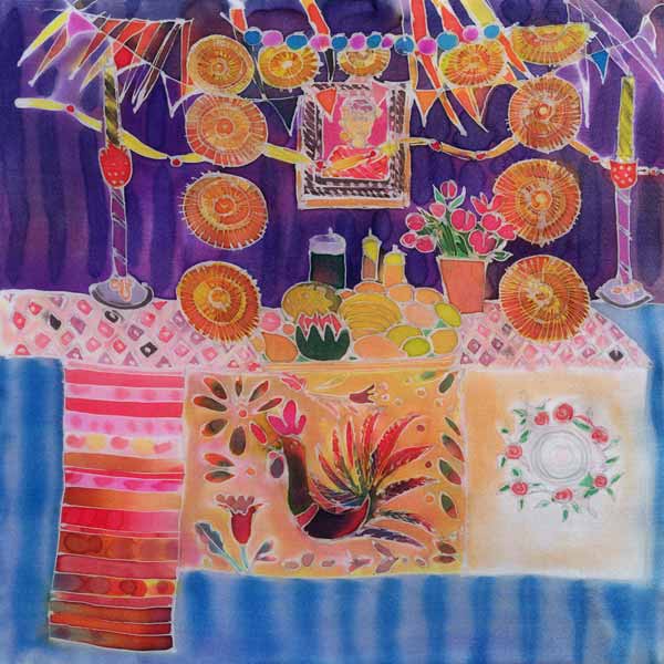 Mexican Shrine with Frida Kahlo, 2006 (dyes on silk)  à Hilary  Simon