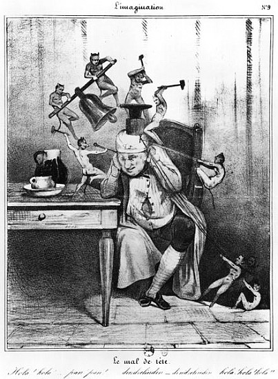 The headache, from the series ''L''Imagination'', c.1830 à Honoré Daumier