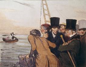 H.Daumier / Naufrage Telemaque / Litho.