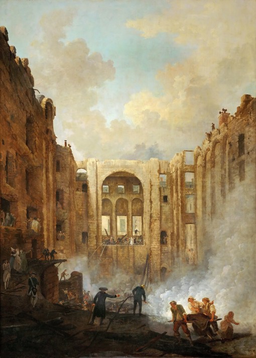 Fire at the Opera House of the Palais-Royal in 1781 à Hubert Robert