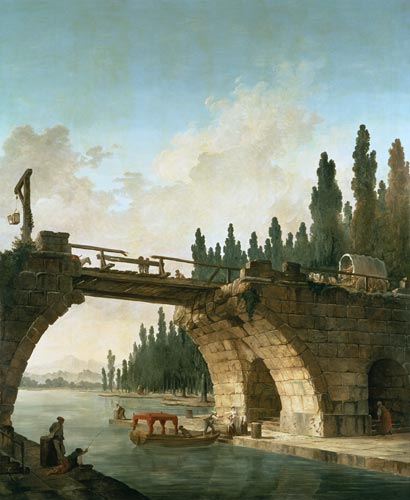 Le pont détruit à Hubert Robert