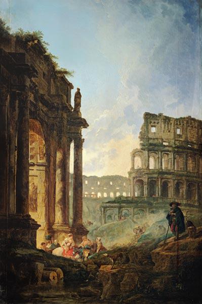 Paysage italien avec des ruines