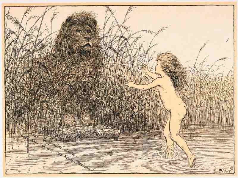 Dear Lion don’t run away, don’t be afraid of little Marion à Hugo Hoppener Fidus
