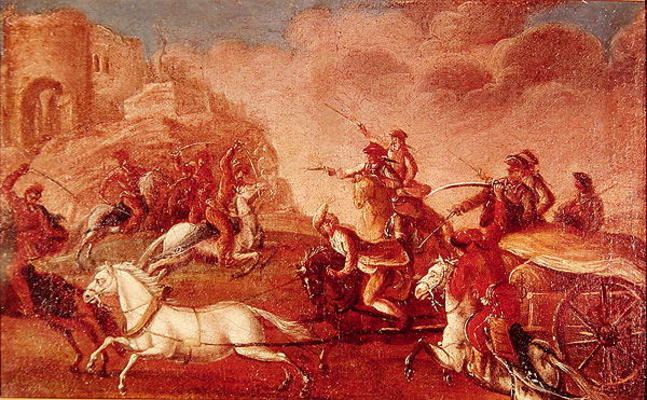 Kuruc Uprising in Hungary against the Habsburgs 1703-11 (oil on canvas) à École hongroise (18ème siècle)
