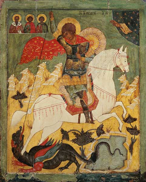 Le miracle du dragon de Saint Georges à Icône (russe)
