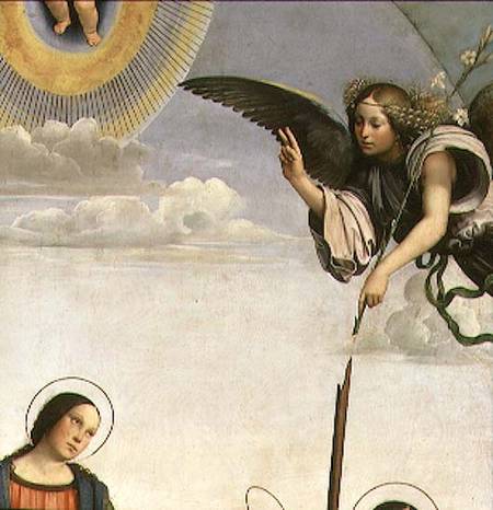 Annunciation and Saints, detail of the Archangel Gabriel à Il Francia