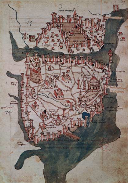 Plan of Constantinople à École picturale italienne