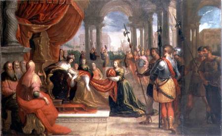 King Ahasuerus and Queen Esther à École picturale italienne
