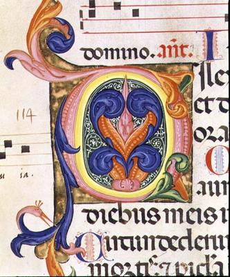 Ms 559 f.206v Historiated initial 'O', from the Psalter of Santa Maria Novella, illuminated by Paolo à École italienne (14ème siècle)