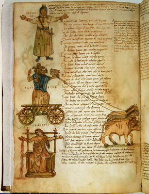 Ms Ital 483 P.4.7 f.160r Cepheus and Cassiopeia, from the 'Dittamondo' by Fazio degli Uberti (vellum à École italienne (15ème siècle)