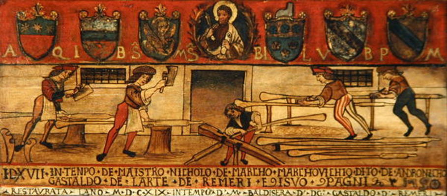 The Oar Makers (panel) à École italienne (18ème siècle)