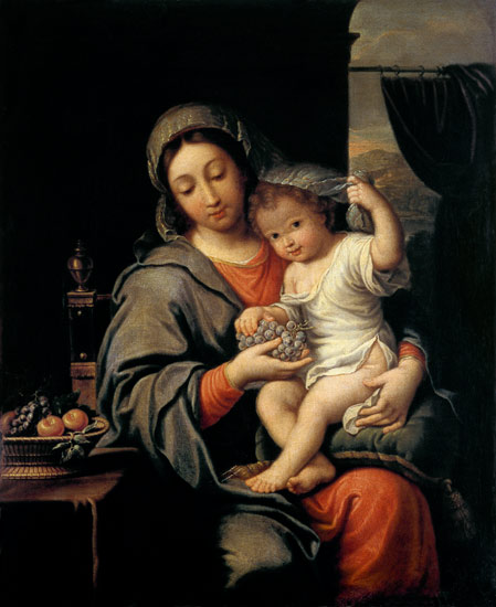 madonne avec l'enfant et des raisins à Peintres italiens (divers)