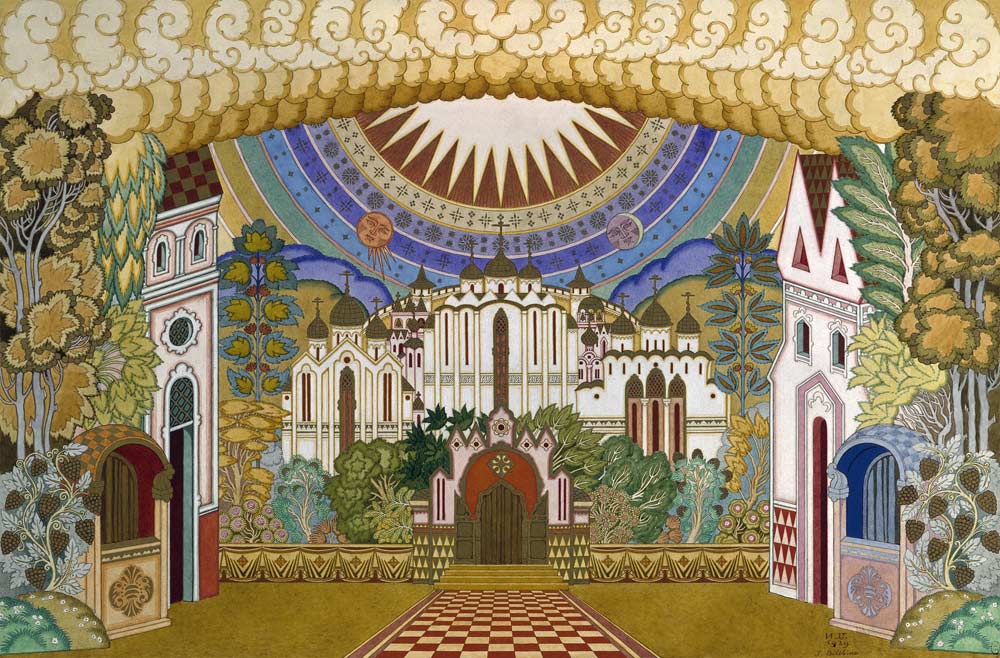 Stage design for the opera The Legend of the Invisible City of Kitezh and the Maiden Fevronia by N.  à Ivan Jakovlevich Bilibin