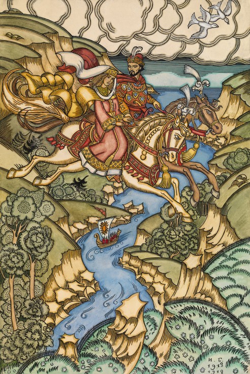Illustration for the Fairy tale Marya Morevna à Ivan Jakovlevich Bilibin