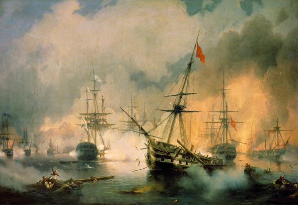 Sea battle of Navarino à Iwan Konstantinowitsch Aiwasowski