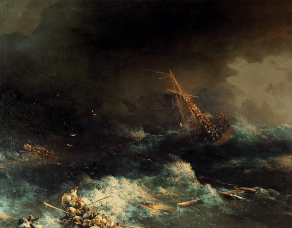 Sinking of Ingermanland / Norway / 1842 à Iwan Konstantinowitsch Aiwasowski