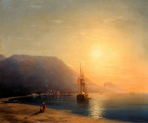 Coucher de soleil sur Ayu Dag à Iwan Konstantinowitsch Aiwasowski