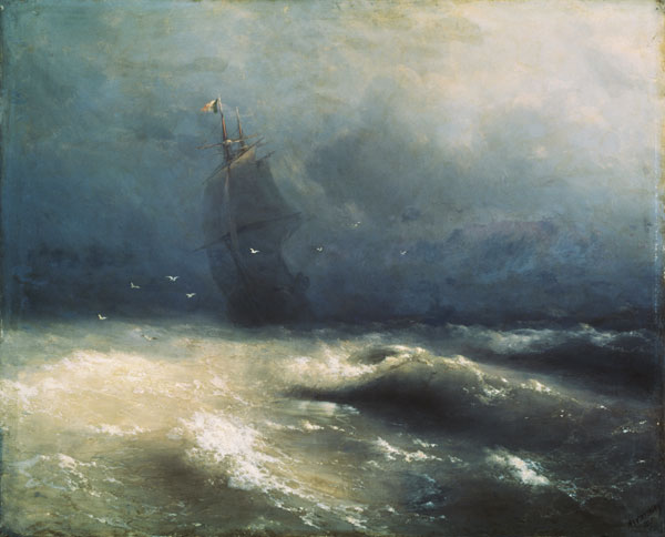 Storm at the seashore by Nice à Iwan Konstantinowitsch Aiwasowski