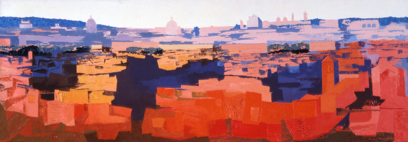 Rome, View from the Spanish Academy on the Gianicolo, Sunset, 1968 (oil on canvas) (see also 213353  à Izabella  Godlewska de Aranda