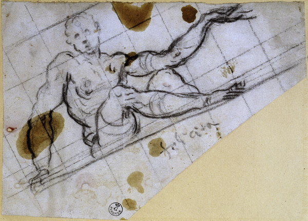 J.Tintoretto, Studie sitzender Mann à Jacopo Robusti Tintoretto