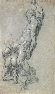 Samson Killing the Philistines (charcoal on paper) à Jacopo Robusti Tintoretto