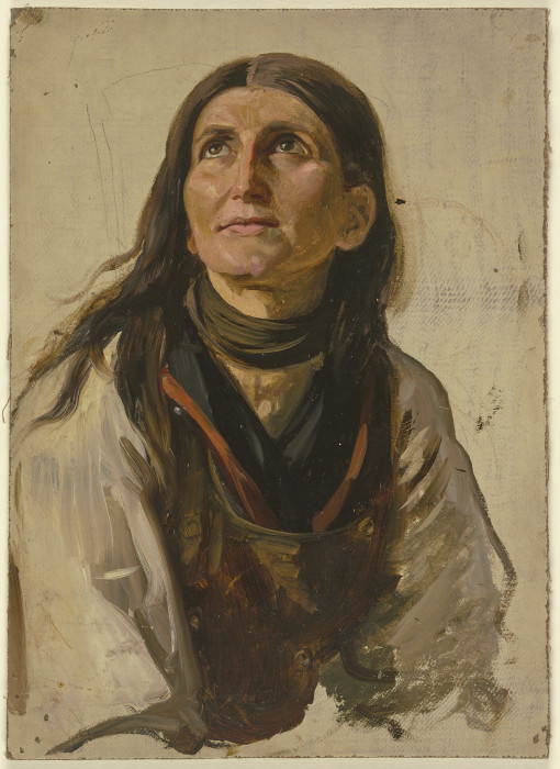 Bildnis einer lächelnden Bäuerin mit offenem Haar à Jakob Becker