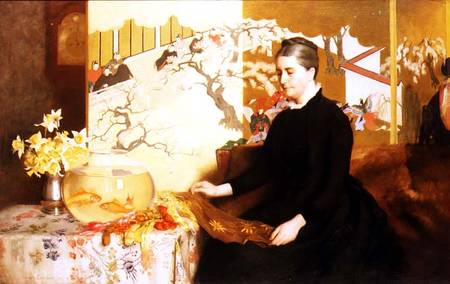 Lady With Japanese Screen and Goldfish (Portrait of the Artist's Mother) à James Cadenhead