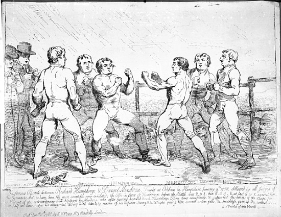 The Famous Battle Between Richard Humphreys and Daniel Mendoza, January 9th 1788 à James Gillray